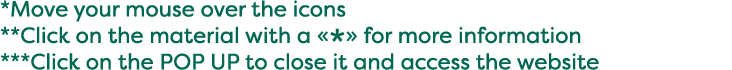 *Move your mouse over the icons **Click on the material with a  *  for more information ***Click on the POP UP to clo   